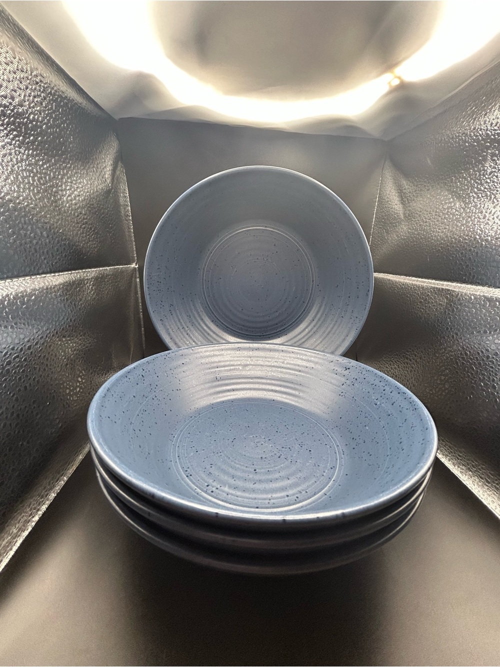 Bee And Willow Blue Speckled 8” Bowls Set Of 4